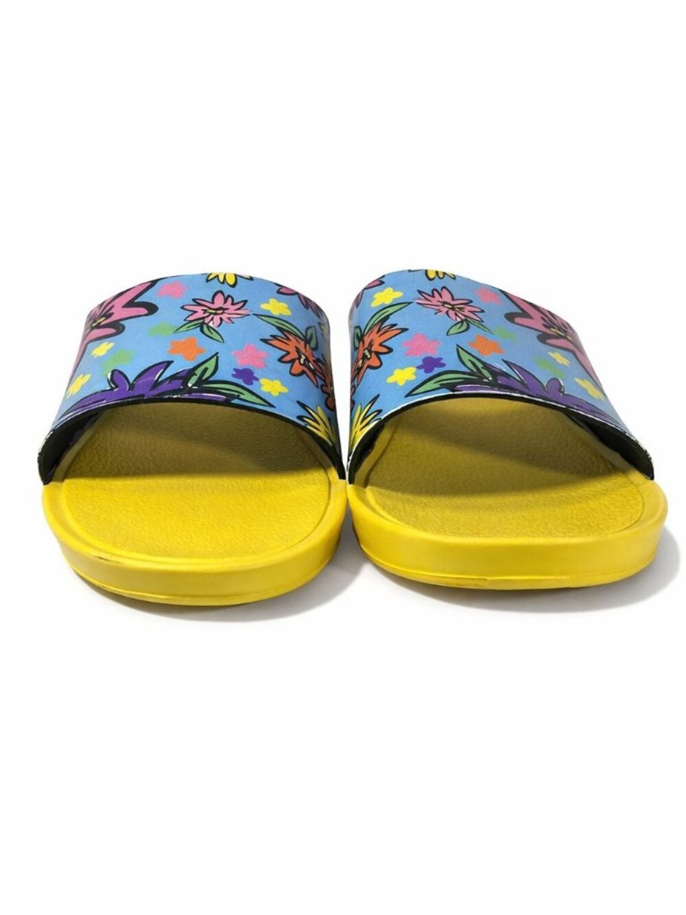 Goat USA Floral Slide Sandals – Size 7.5, Bright‎ Yellow Sole